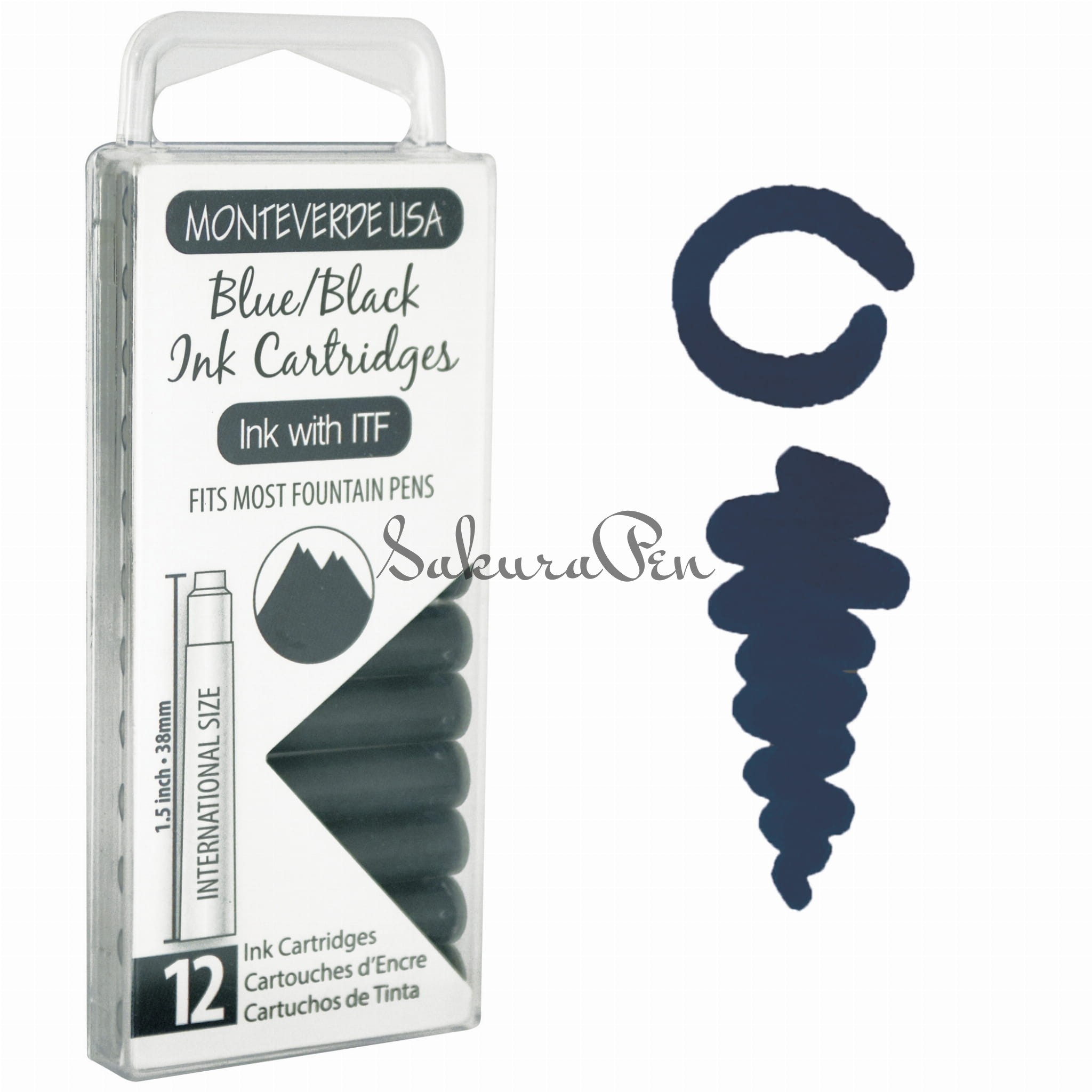 Monteverde Atrament Blue Black Naboje 12szt
