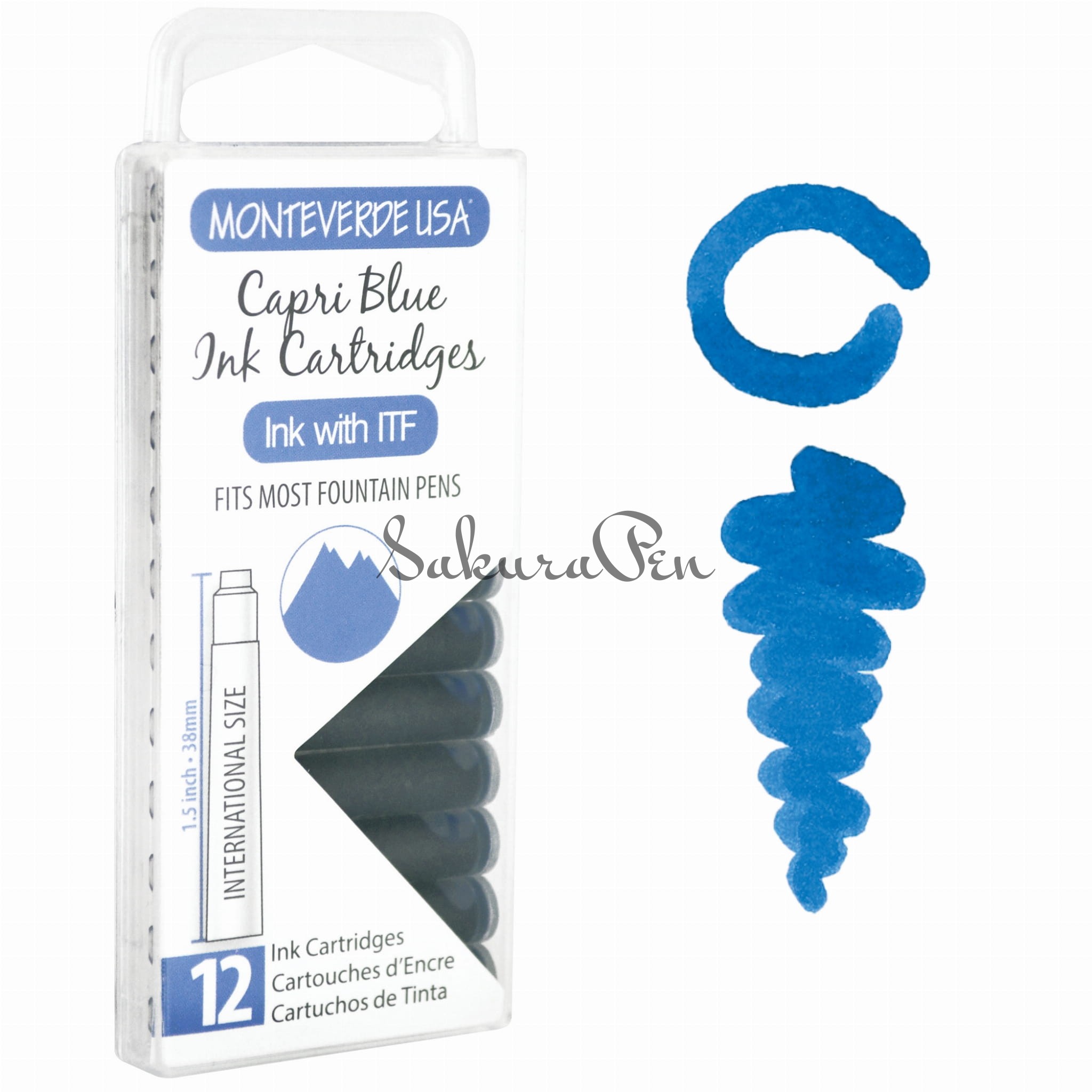 Monteverde Atrament Capri Blue Naboje 12szt