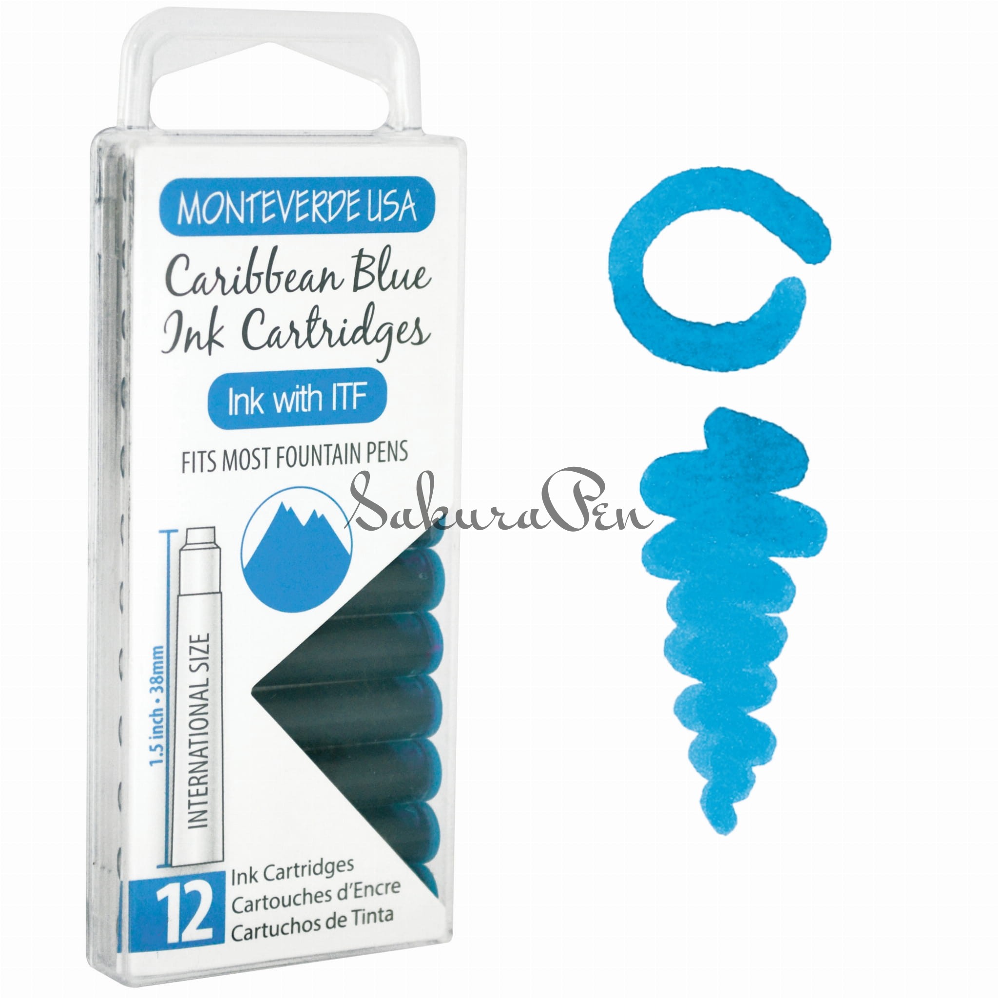 Monteverde Atrament Caribbean Blue Naboje 12szt