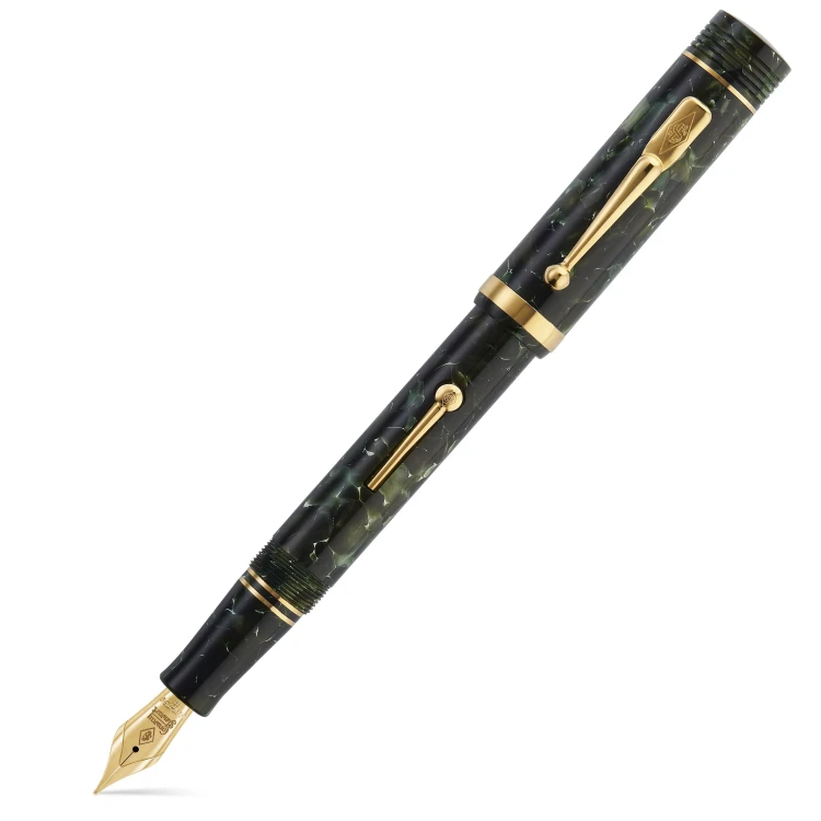 Conway Stewart Churchill Green Gold Lever-Fill Pióro Wieczne 18k