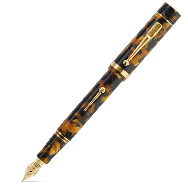Conway Stewart Churchill Honey Noire Gold Lever-Fill Pióro Wieczne 18k