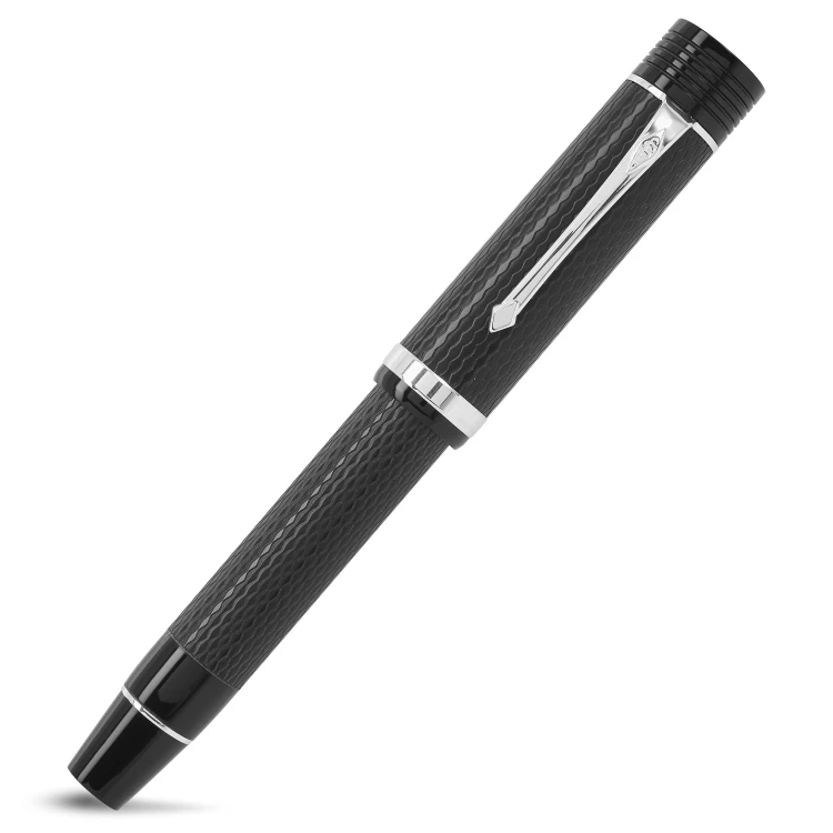 Conway Stewart Churchill Black Chased Silver Pióro Wieczne 18k