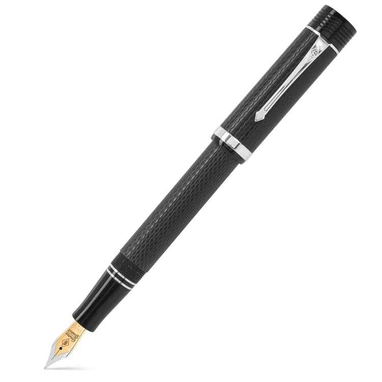 Conway Stewart Churchill Black Chased Silver Pióro Wieczne 18k