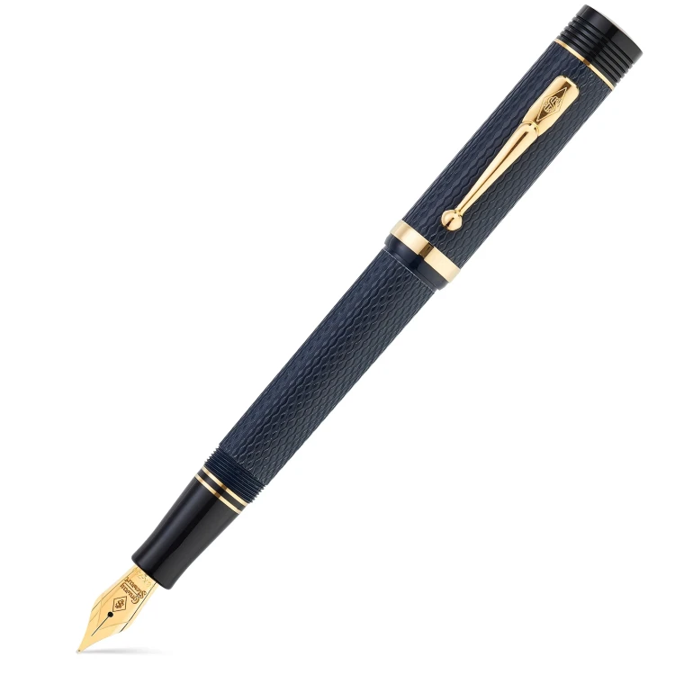 Conway Stewart Churchill Blue Chased Gold Pióro Wieczne 18k
