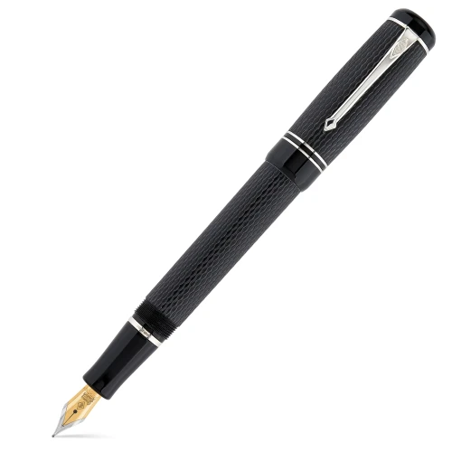 Conway Stewart Winston Black Silver Chased Pióro Wieczne 18k