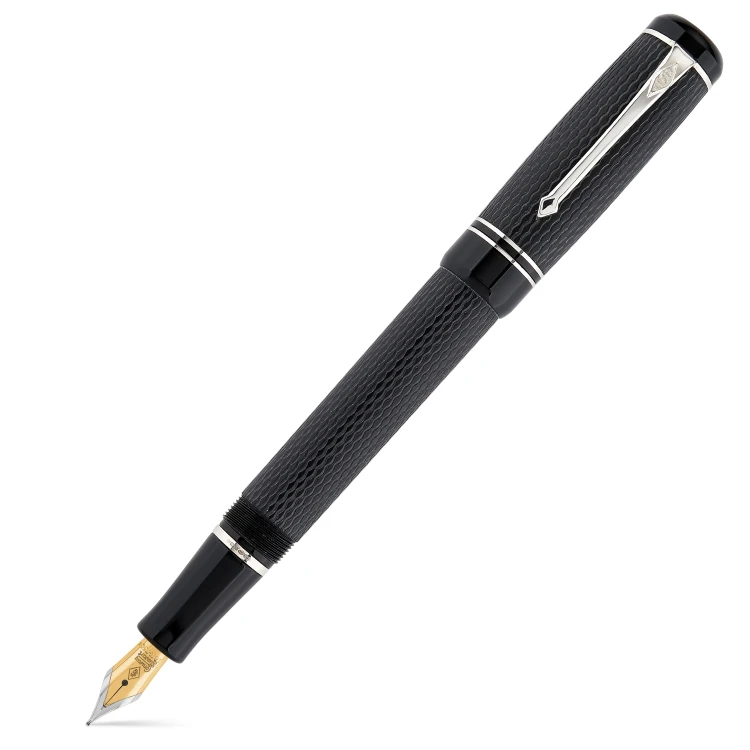 Conway Stewart Winston Black Silver Chased Pióro Wieczne 18k