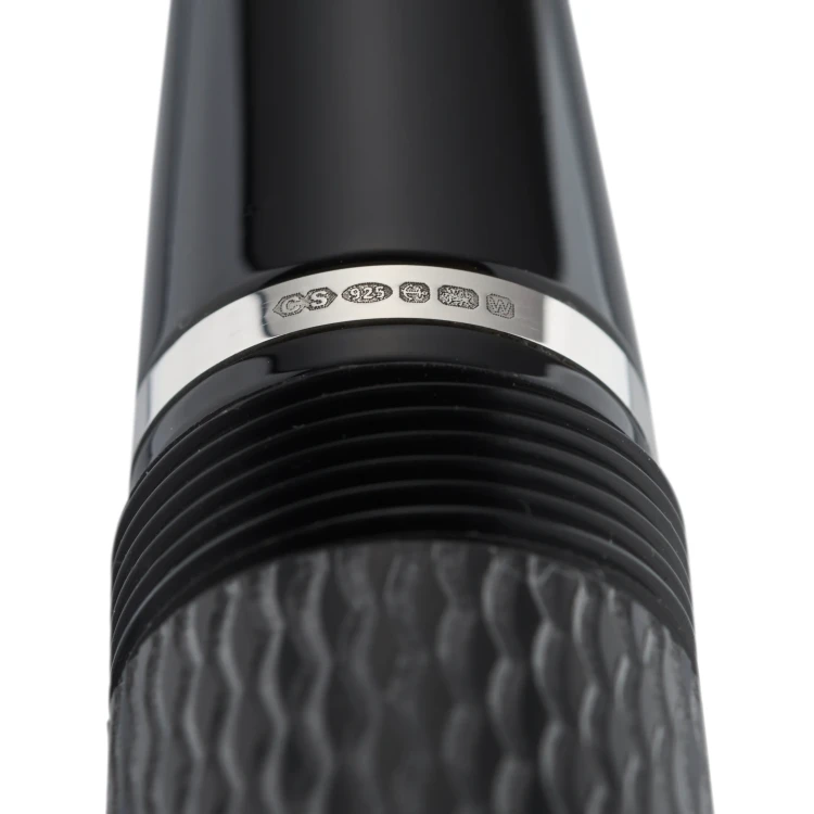 Conway Stewart Winston Black Silver Chased Pióro Wieczne 18k