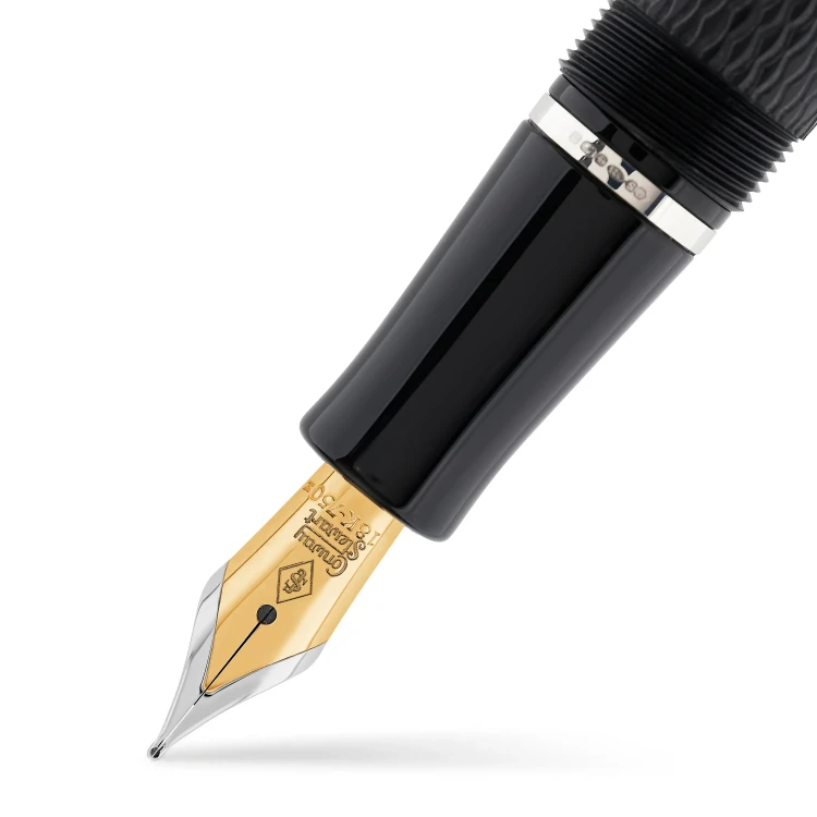 Conway Stewart Winston Black Silver Chased Pióro Wieczne 18k