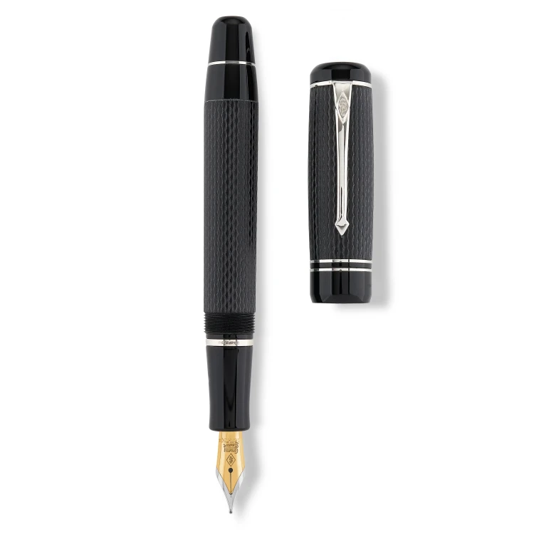 Conway Stewart Winston Black Silver Chased Pióro Wieczne 18k