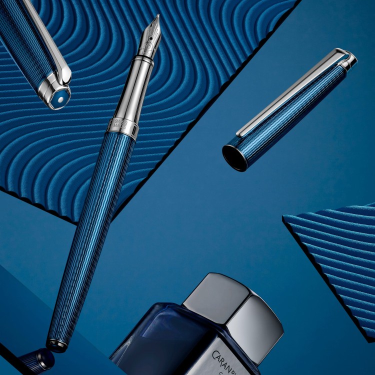 Caran d'Ache Leman Slim Grand Bleu Pióro Wieczne 18k