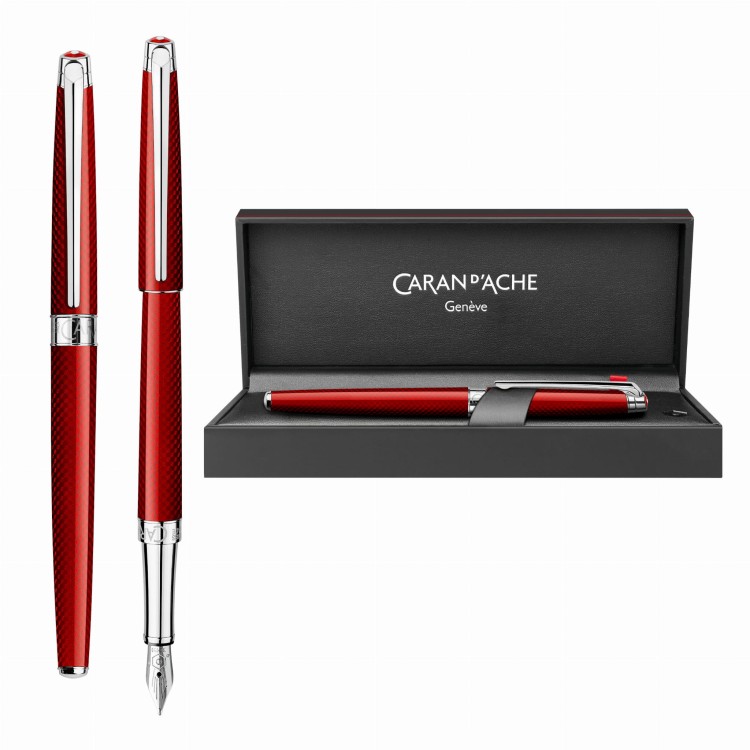 Caran d'Ache Leman Slim Rouge Carmin Pióro Wieczne 18k