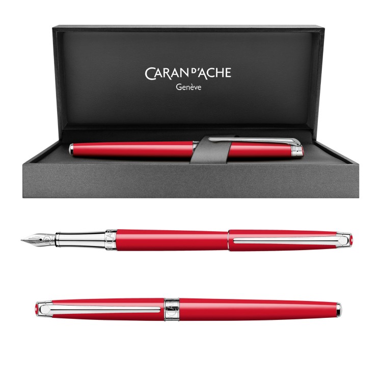 Caran d'Ache Leman Slim Scarlet Red Pióro Wieczne 18k
